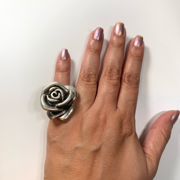 Silver Rose Statement Ring - Picture 3 of 5